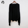 V Neck Lace  black Women cable knit sweaters pullover long sleeve lana women's wool sweater